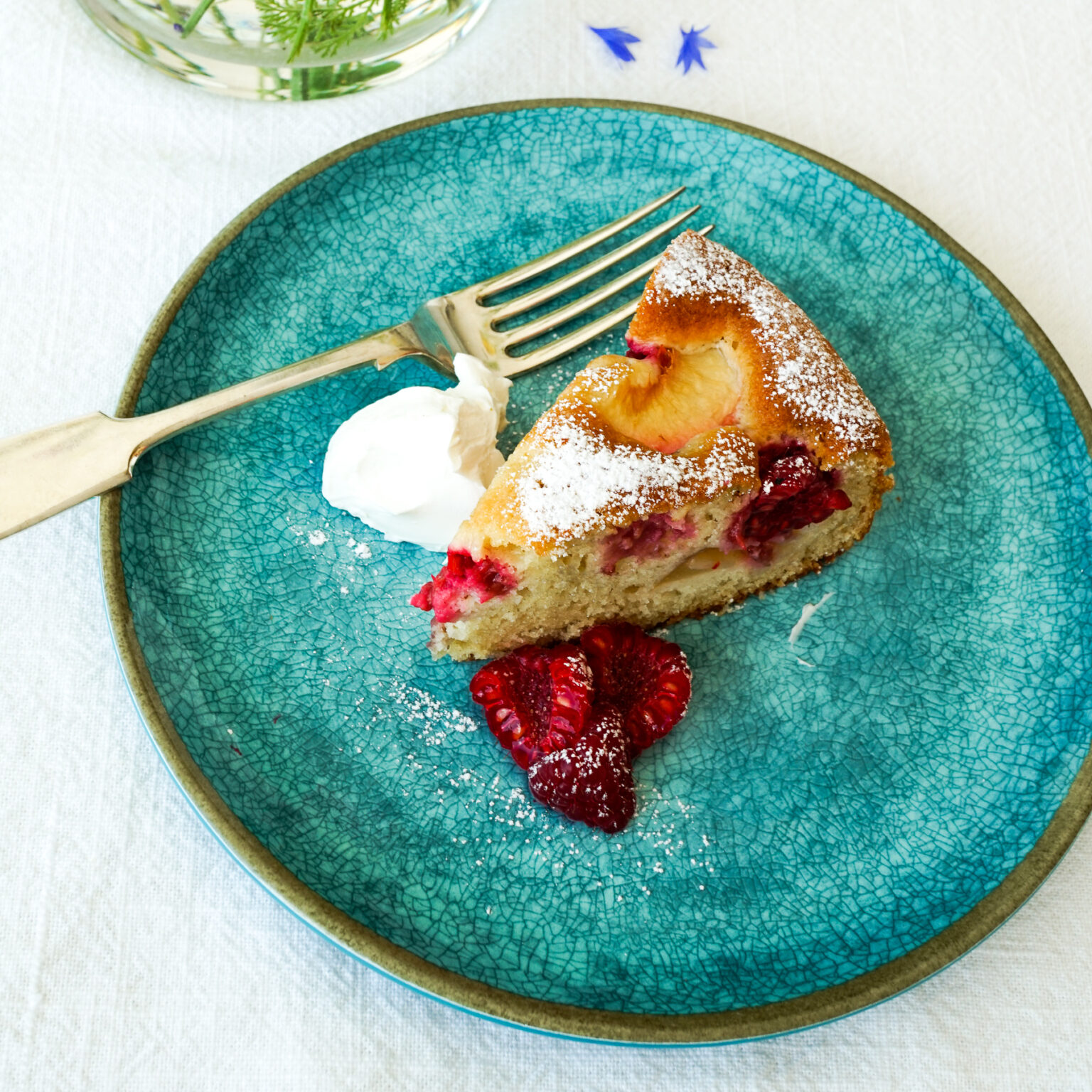 Peach, Raspberry & Greek Yogurt Cake Recipe a perfect summer bake