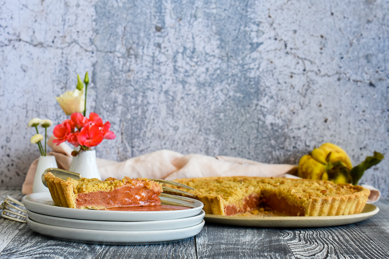 Quince Crumble Tart with Hazelnut Crust