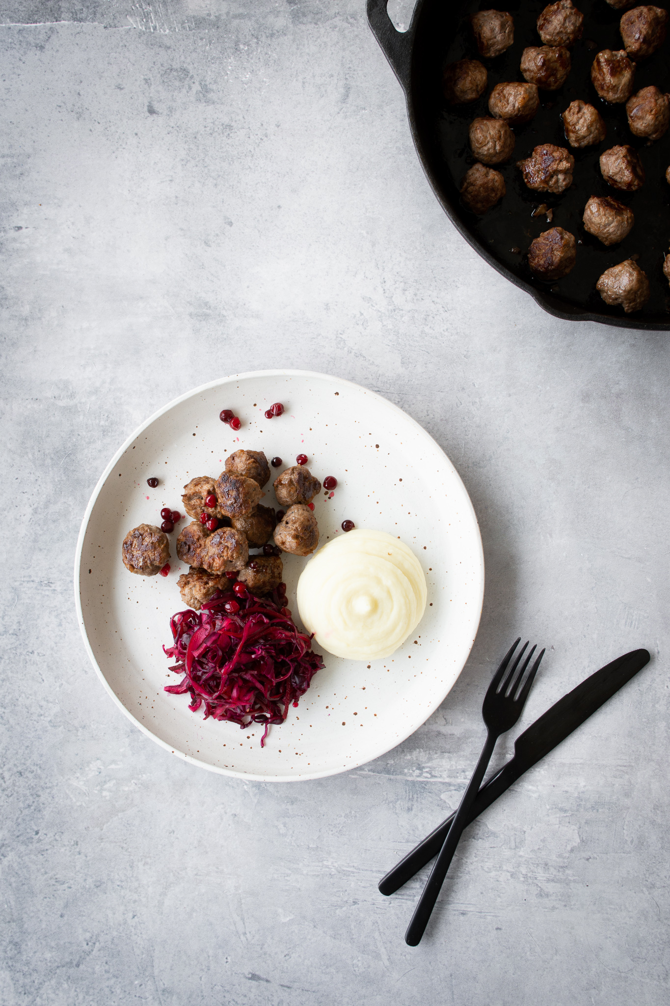 Venison Meatballs & Pickled Red Cabbage Salad