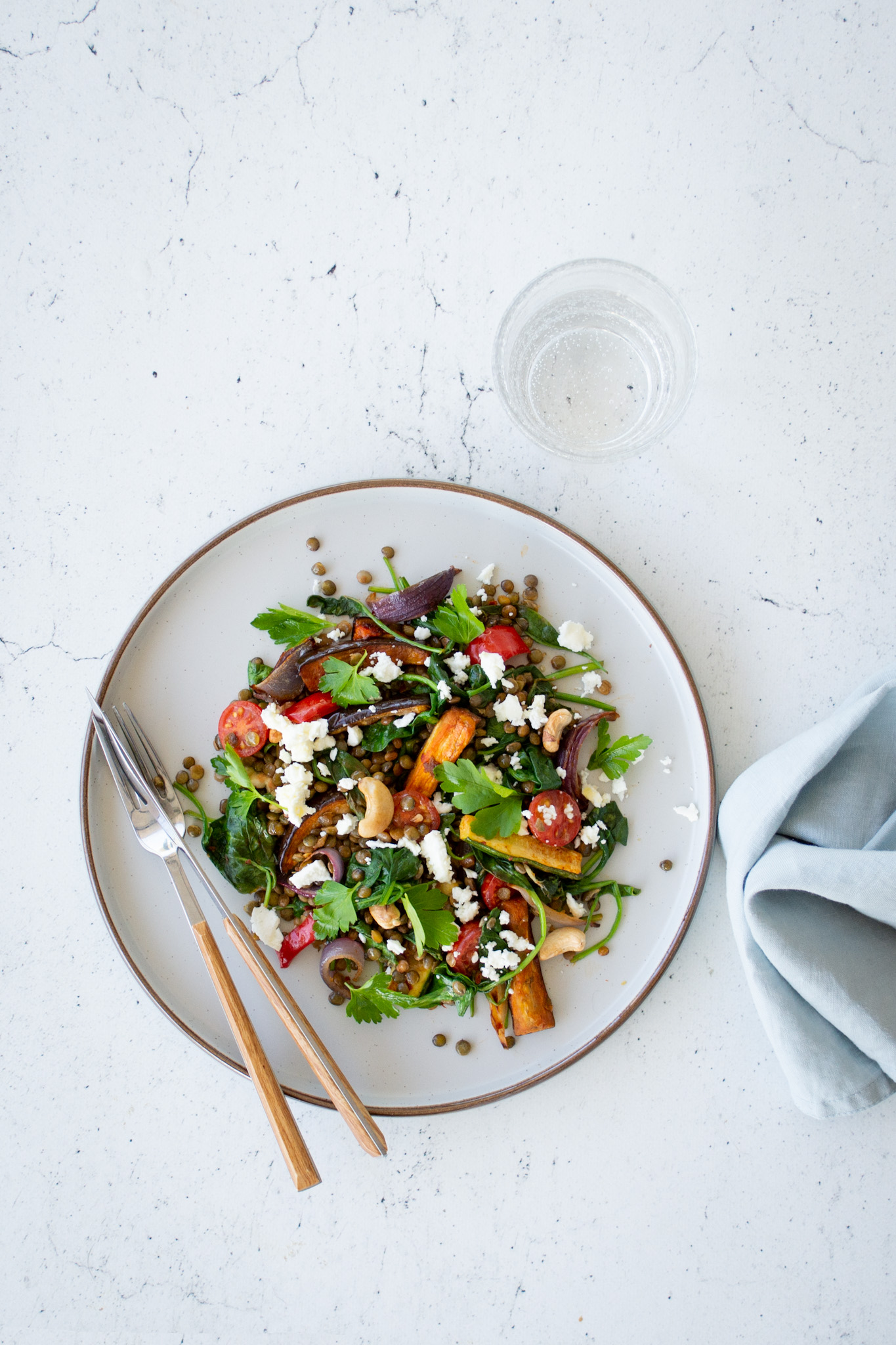 Harissa Lentils with Roasted Vegetables. & Feta