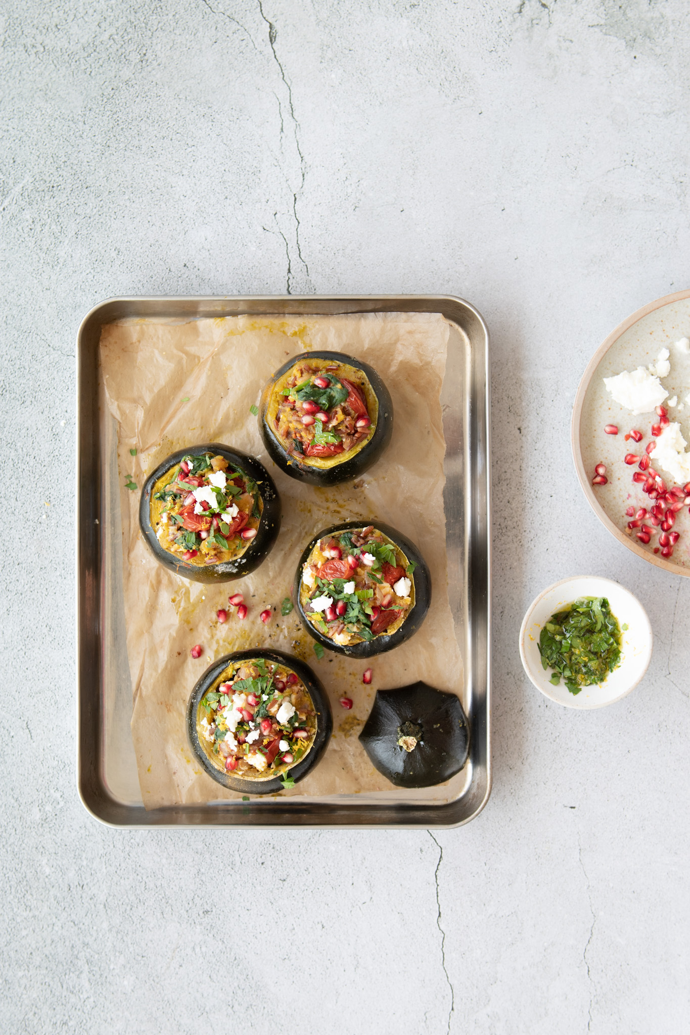 Mushroom & Spinach stuffed Squash 