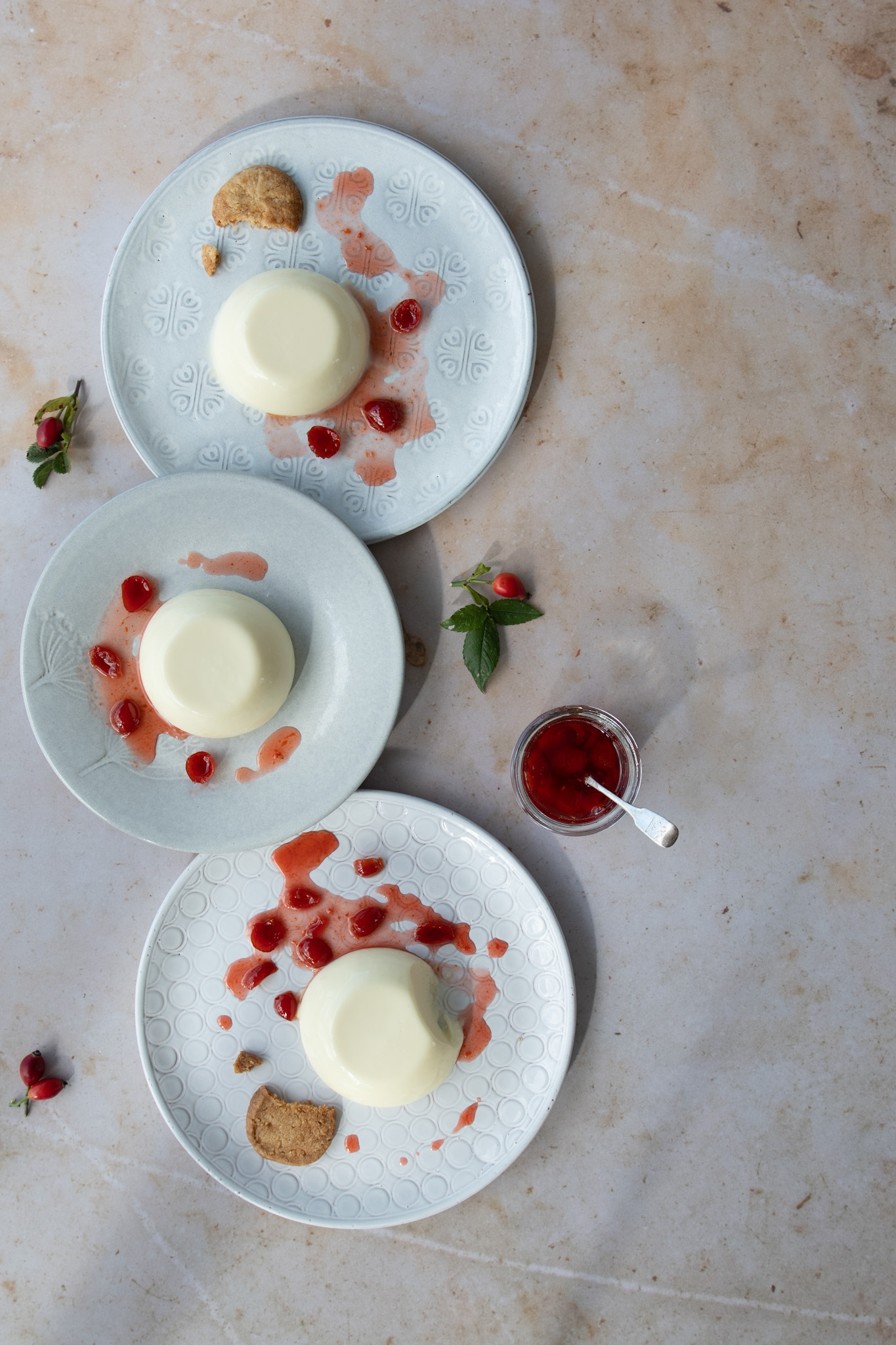 Panna cotta with Rosehip Coulis.