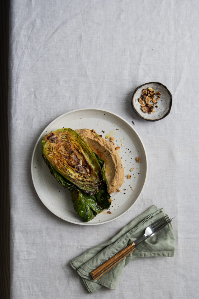 Charred Cabbage with Cauliflower, Miso puree.