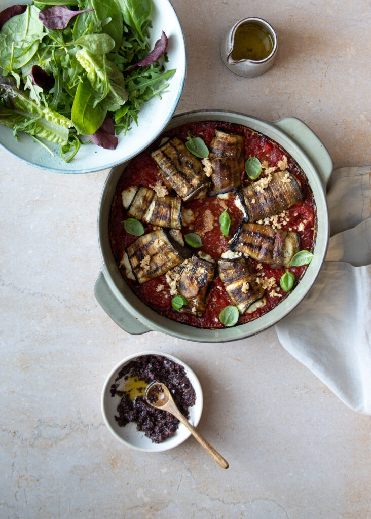 Stuffed Aubergine with Olive Tapenade 