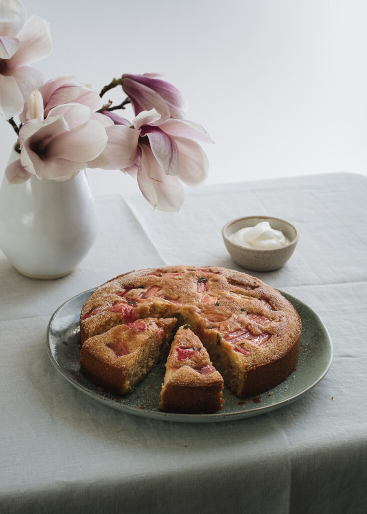 Rhubarb, Spelt & Orange Blossom Cake