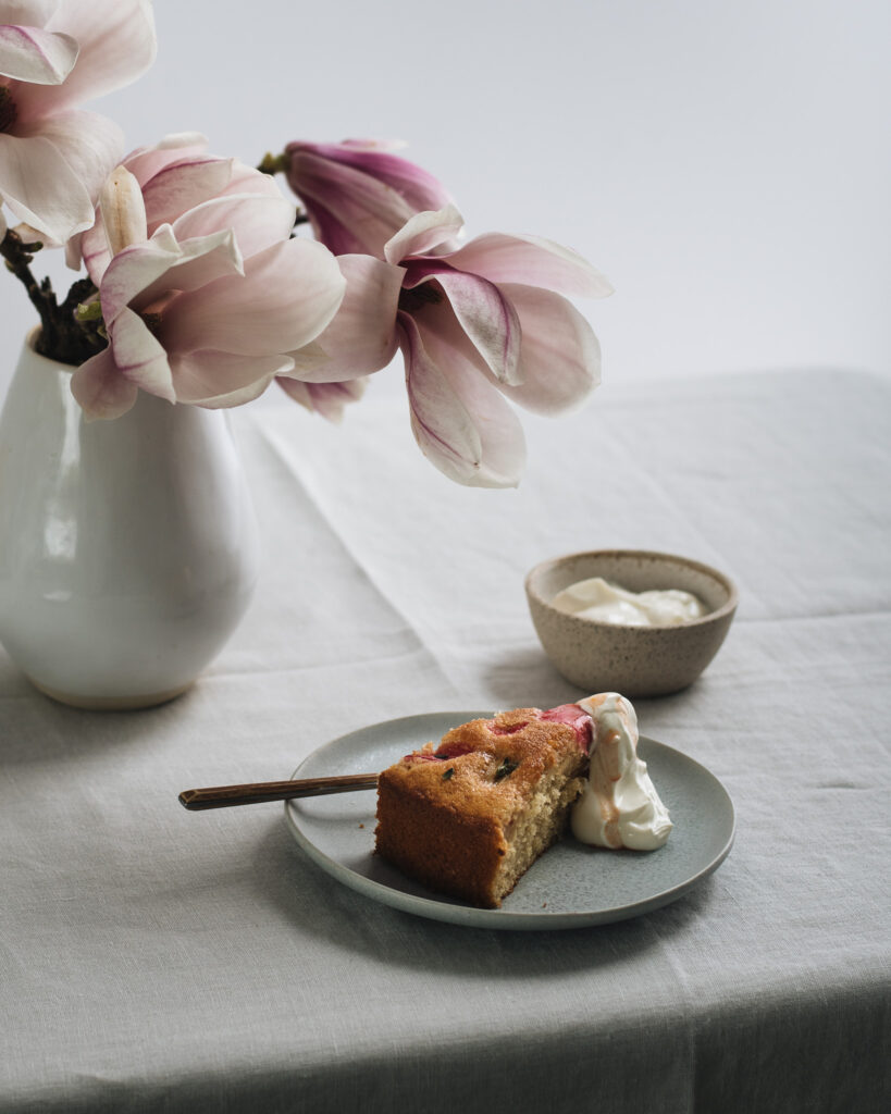 Rhubarb, Spelt & Orange Blossom Cake