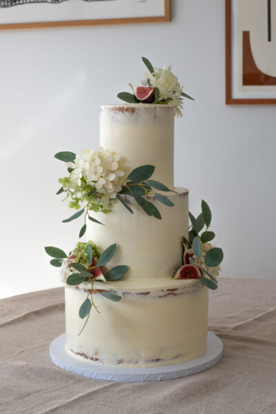 Jordanna and Henry Semi-Naked Wedding Cake Semi-Naked three Tier Swiss Meringue Buttercream Wedding Cake